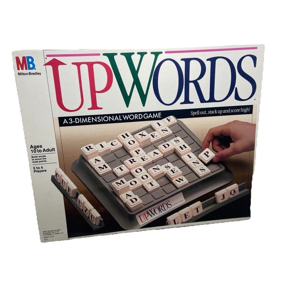 UpWords Cross Word Style Board Game Milton Bradley Vintage 1988 Complete